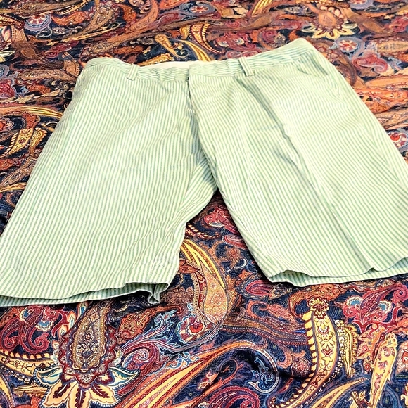 Short Garçon Lands' End – Bleu Rayé, Seersucker, Taille 8 – état Correct, Envoi USA
